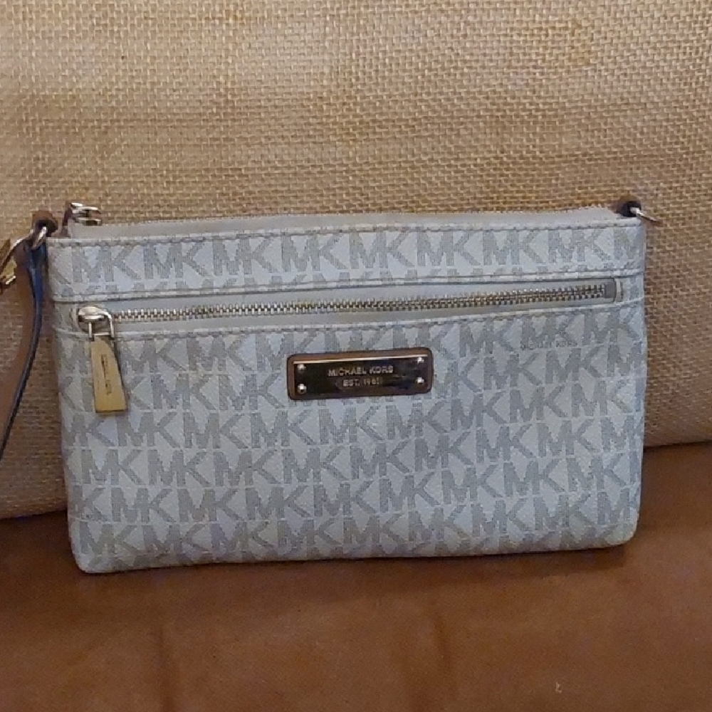 Michael Kors Gray Monogram Clutch